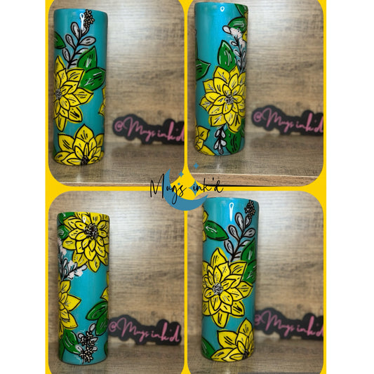 20oz hand painted floral