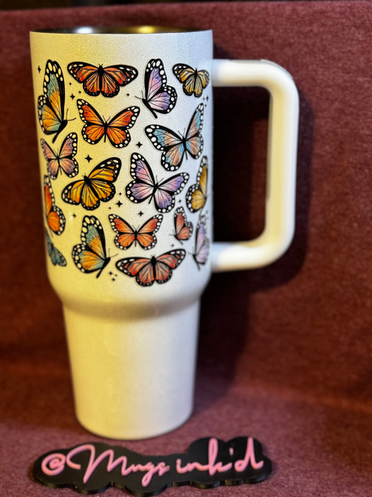 Butterflies holographic tumbler 40oz